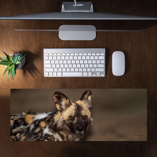 African Wild Dog Desk Pad by Fanie Heymans