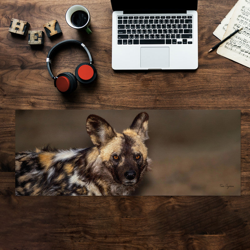 African Wild Dog Desk Pad by Fanie Heymans