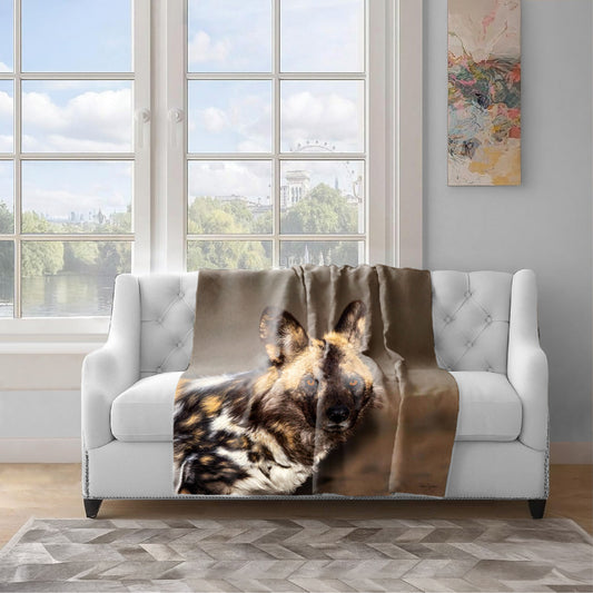 African Wild Dog Light Weight Fleece Blanket by Fanie Heymans
