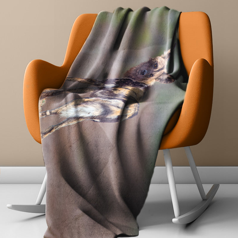 African Wild Dog Light Weight Fleece Blanket by Fanie Heymans