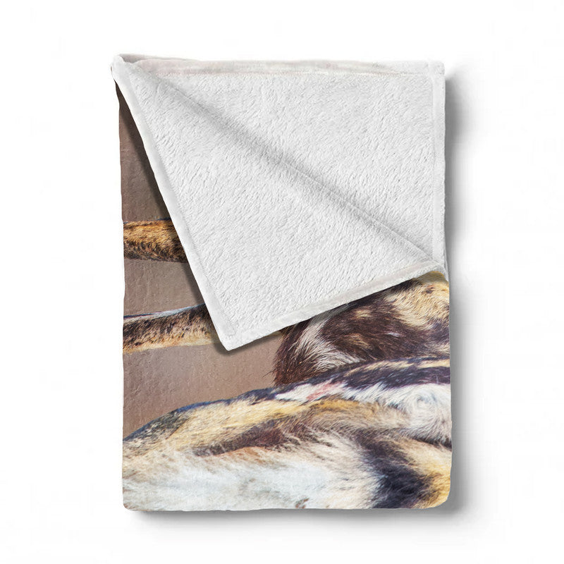 African Wild Dog Light Weight Fleece Blanket by Fanie Heymans
