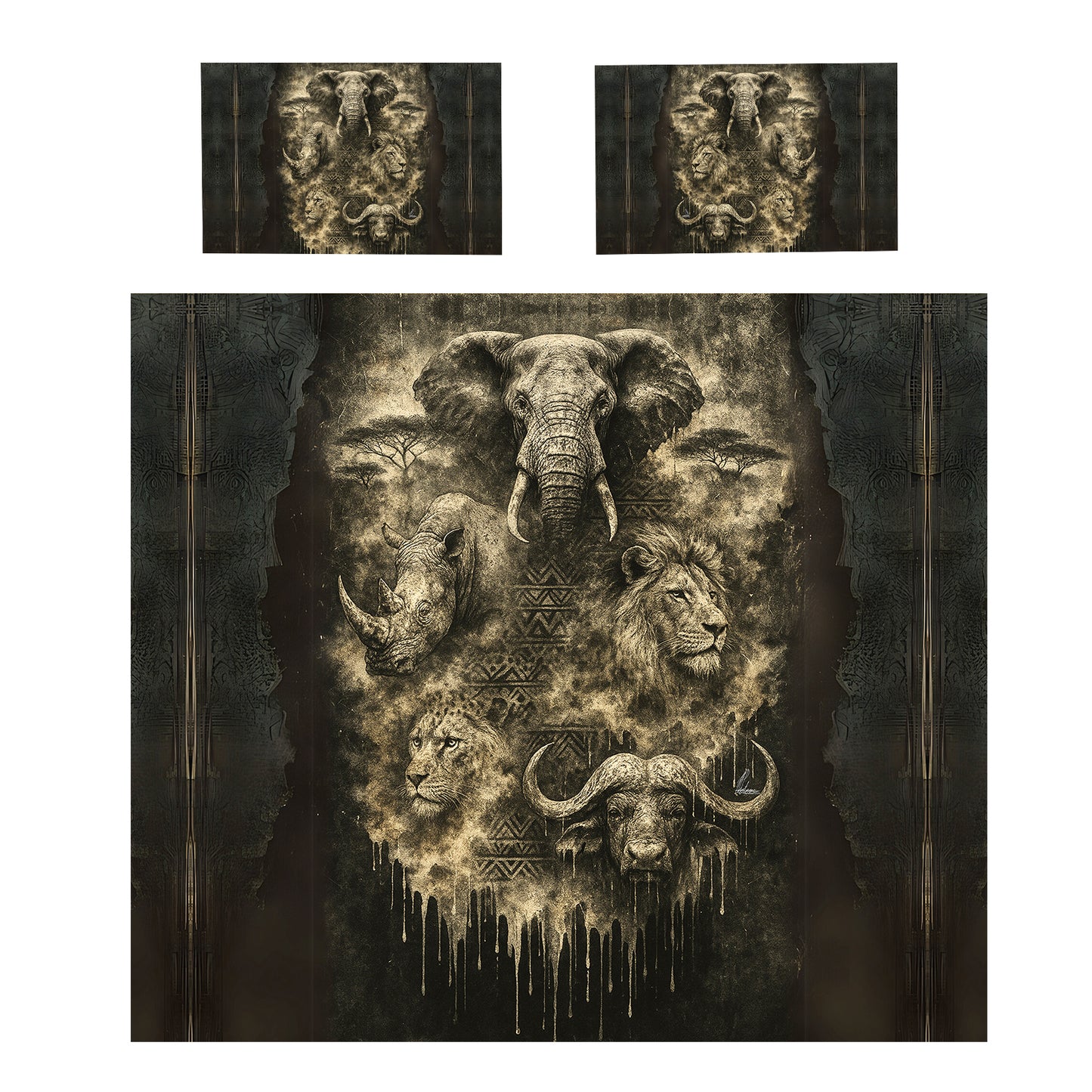 African Big Five Tribal Fusion Duvet Cover Set by Nathan Pieterse