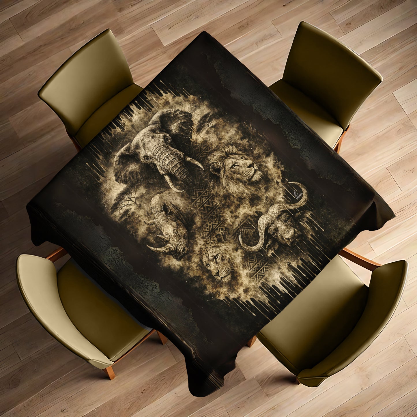 African Tribal Fusion Square Tablecloth by Nathan Pieterse