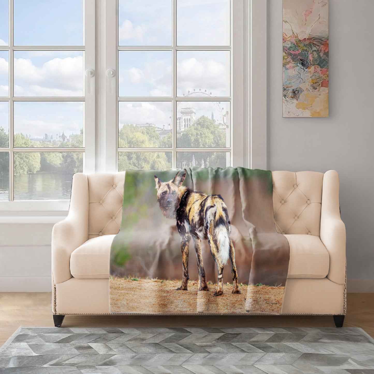 African Wild Dog Light Weight Fleece Blanket by Fanie Heymans