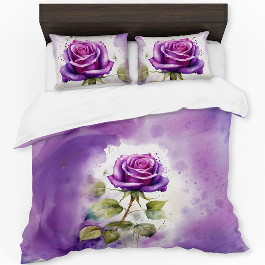 Amazing Purple Rose Duvet Cover Set