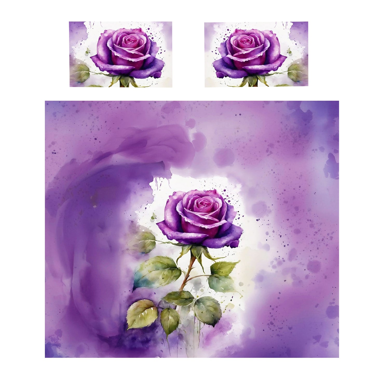 Amazing Purple Rose Duvet Cover Set