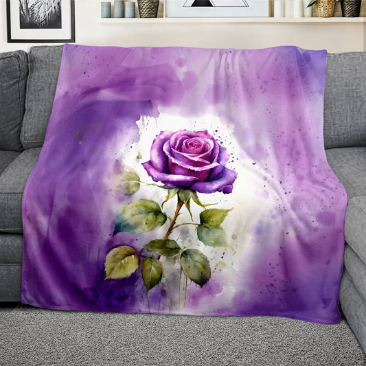 Amazing Purple Rose Light Weight Fleece Blanket