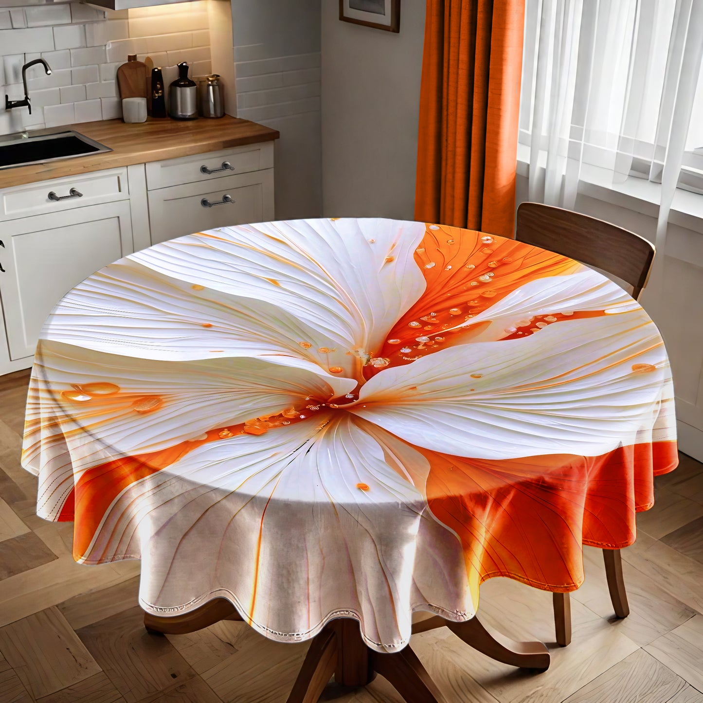 Amber Flower Round Tablecloth