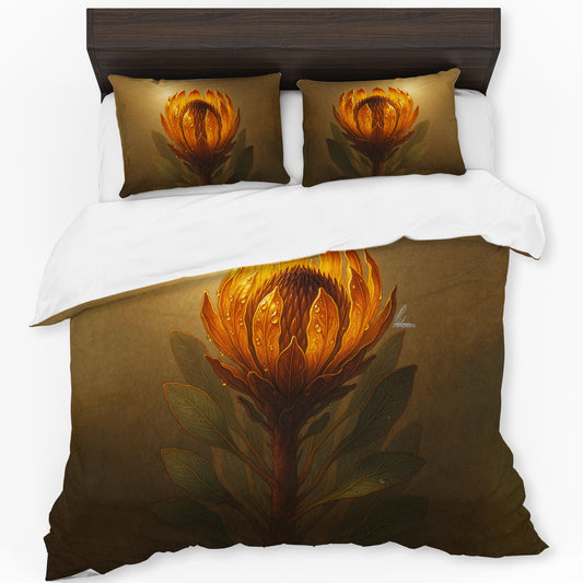 Amber Protea Bloom Duvet Cover Set by Nathan Pieterse
