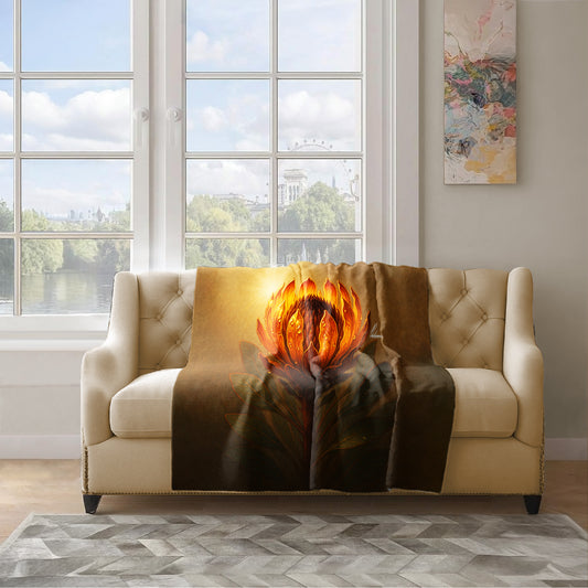 Amber Protea Bloom Light Weight Fleece Blanket by Nathan Pieterse