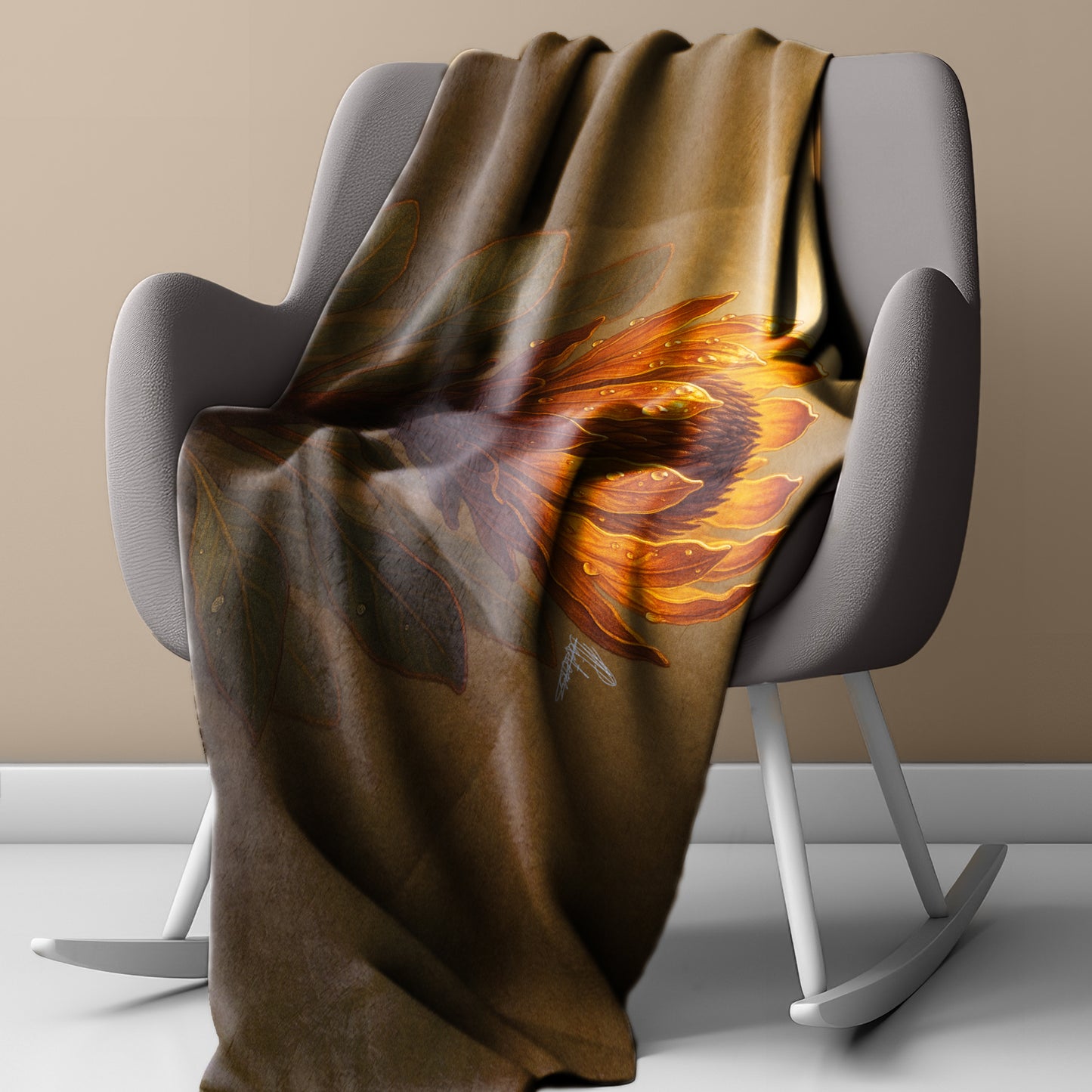 Amber Protea Bloom Light Weight Fleece Blanket by Nathan Pieterse