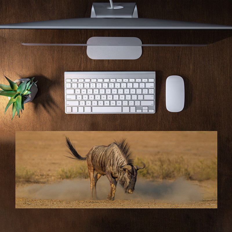 Angry Blue Wildebeest Large Desk Pad by Fanie Heymans