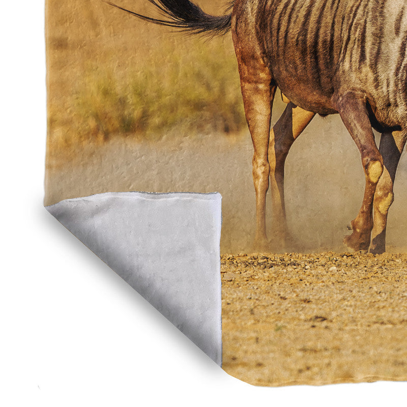 Angry Blue Wildebeest Light Weight Fleece Blanket by Fanie Heymans