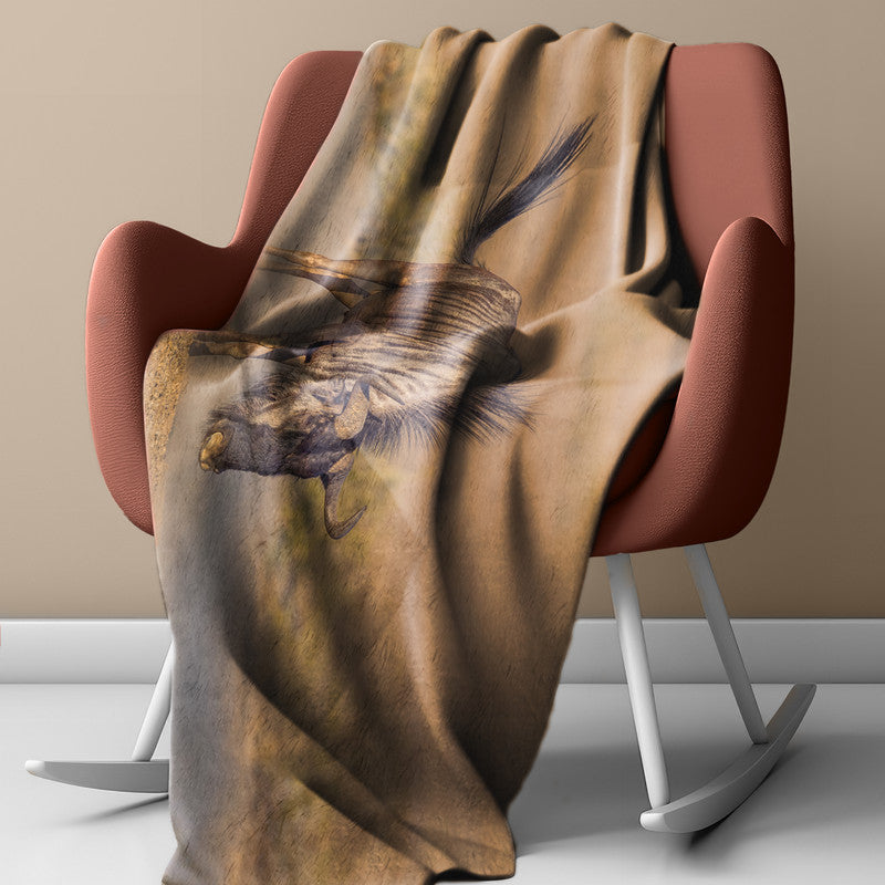 Angry Blue Wildebeest Light Weight Fleece Blanket by Fanie Heymans