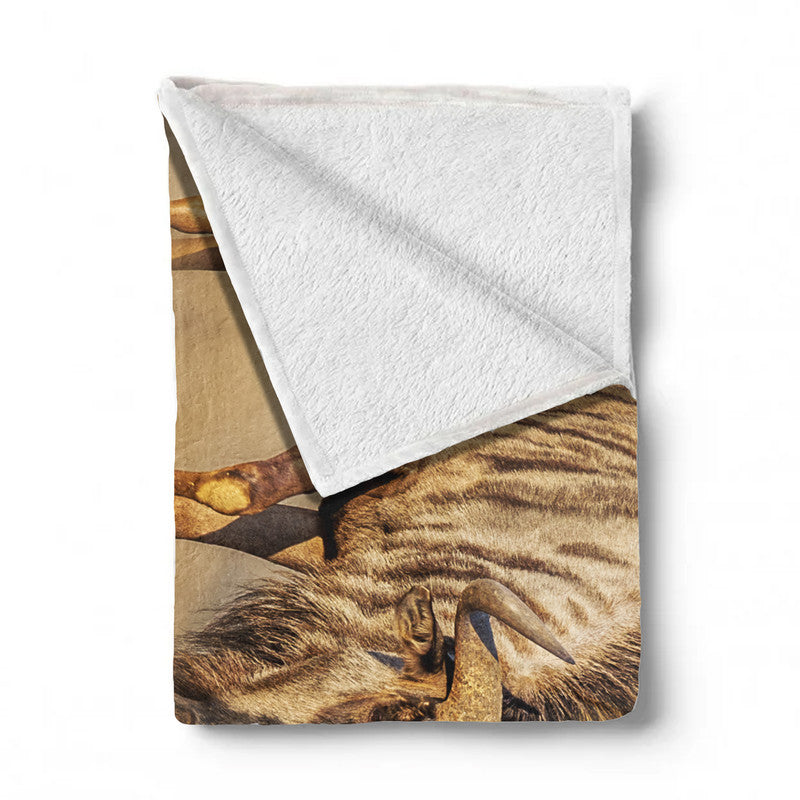 Angry Blue Wildebeest Light Weight Fleece Blanket by Fanie Heymans