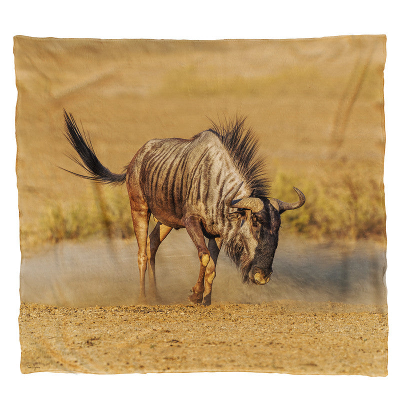 Angry Blue Wildebeest Light Weight Fleece Blanket by Fanie Heymans