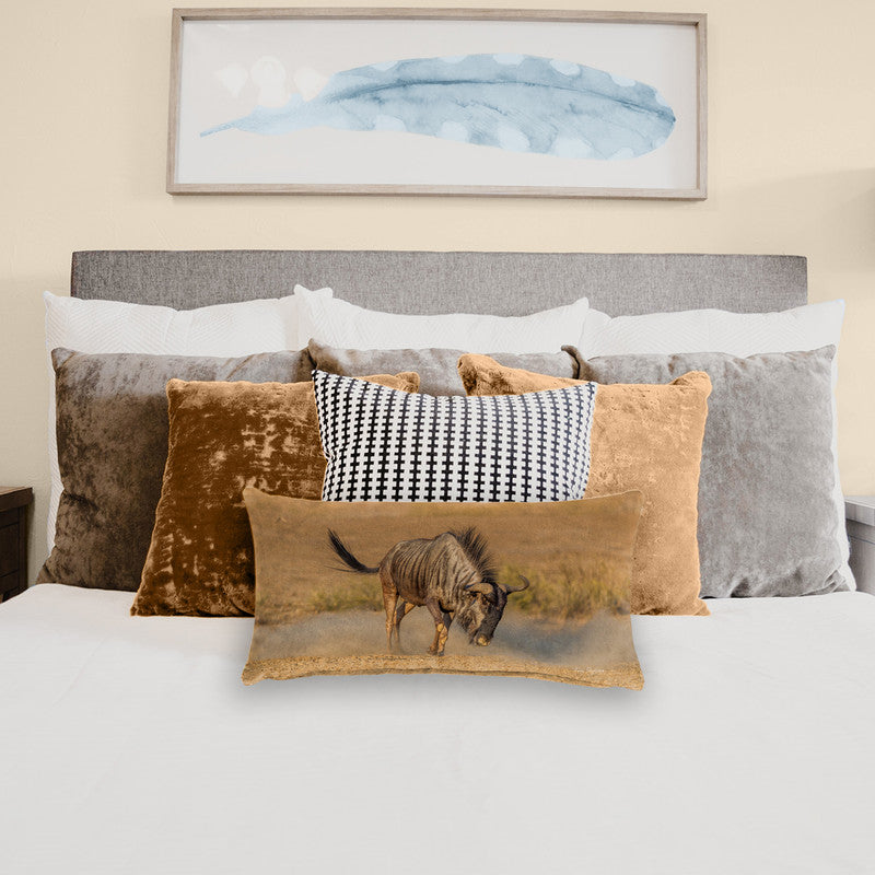 Angry Blue Wildebeest Oblong Luxury Scatter by Fanie Heymans