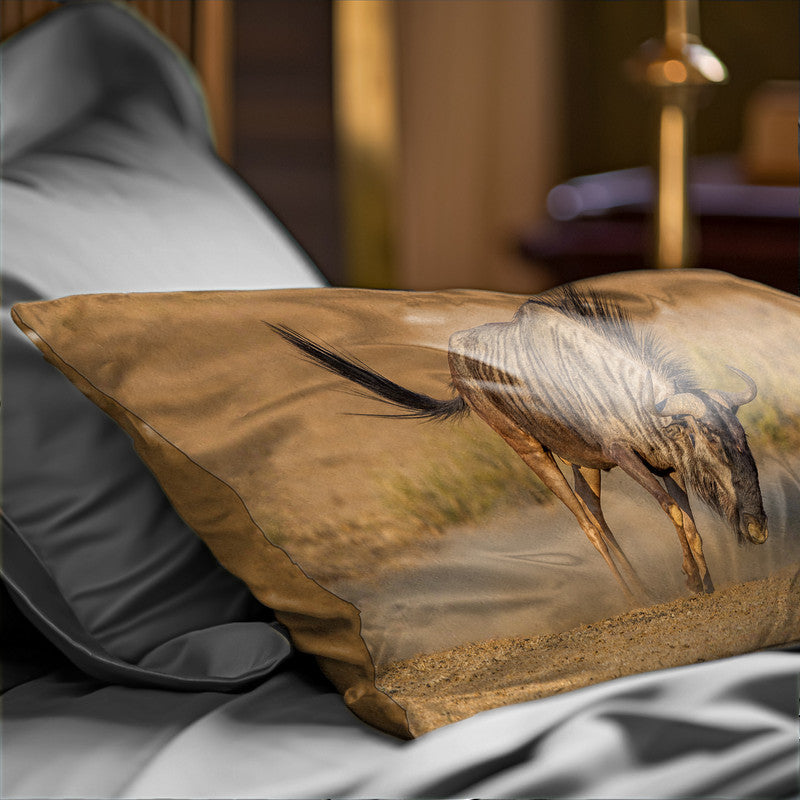 Angry Blue Wildebeest Oblong Luxury Scatter by Fanie Heymans