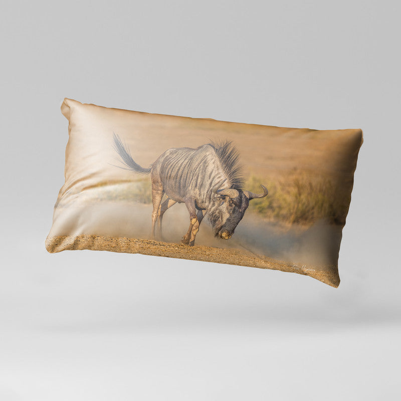Angry Blue Wildebeest Oblong Luxury Scatter by Fanie Heymans
