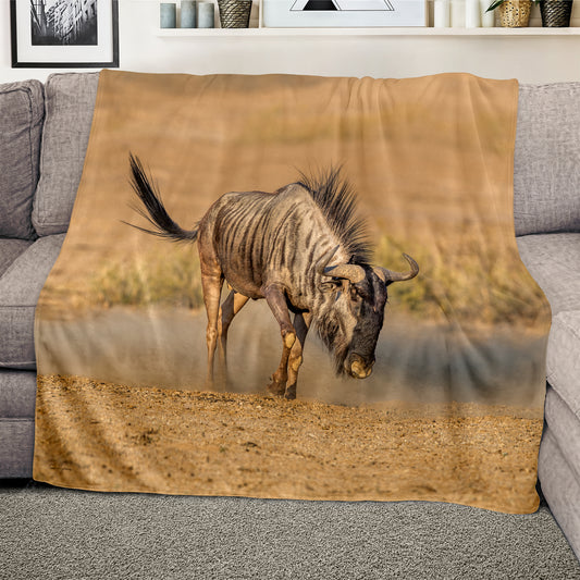 Angry Blue Wildebeest Light Weight Fleece Blanket by Fanie Heymans