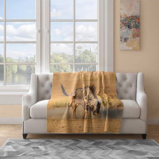 Angry Blue Wildebeest Light Weight Fleece Blanket by Fanie Heymans