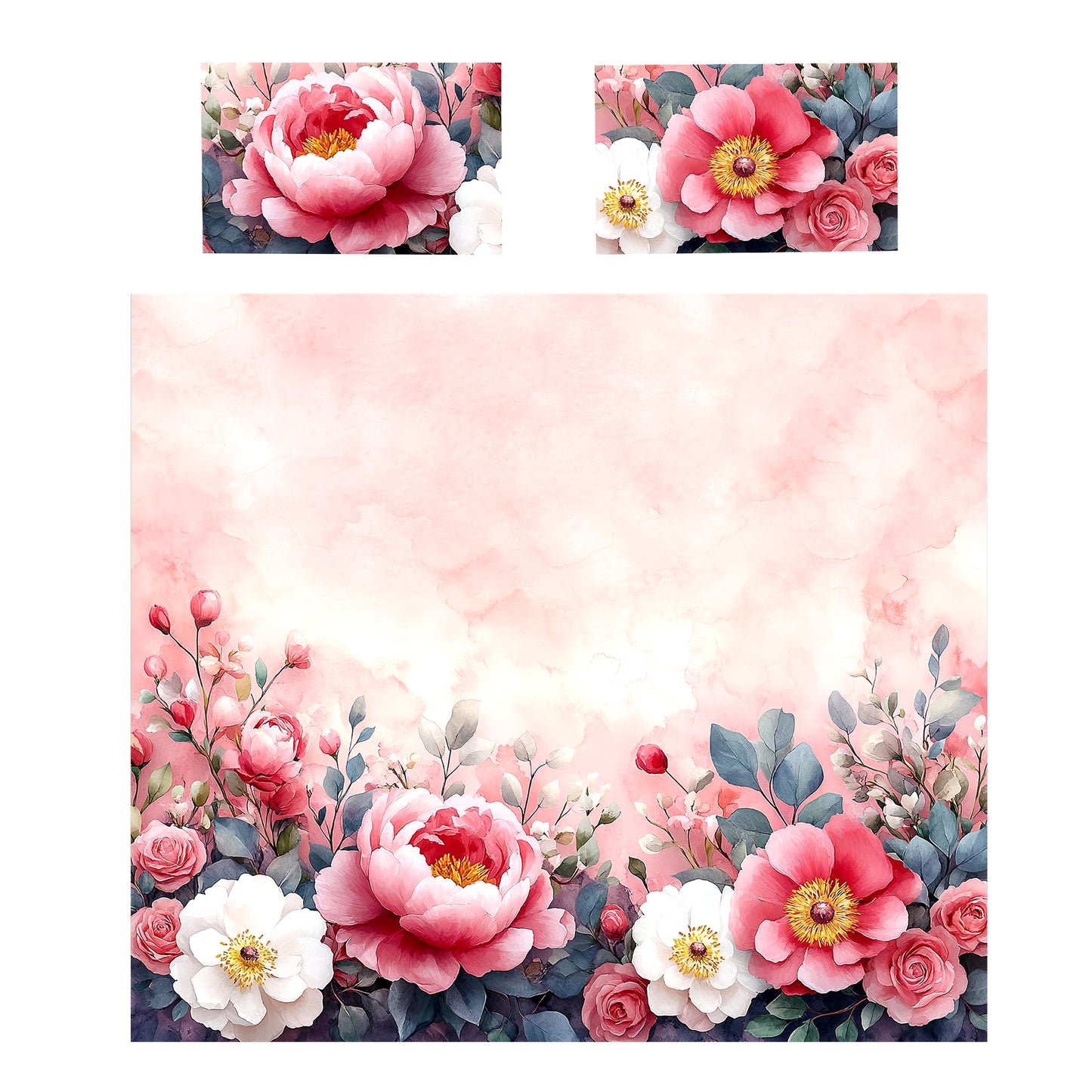 Antique Pink Peony Duvet Cover Set