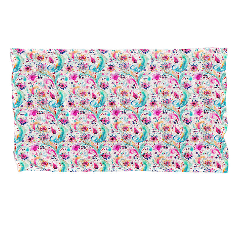 Aqua And Pink Light Bed Throw