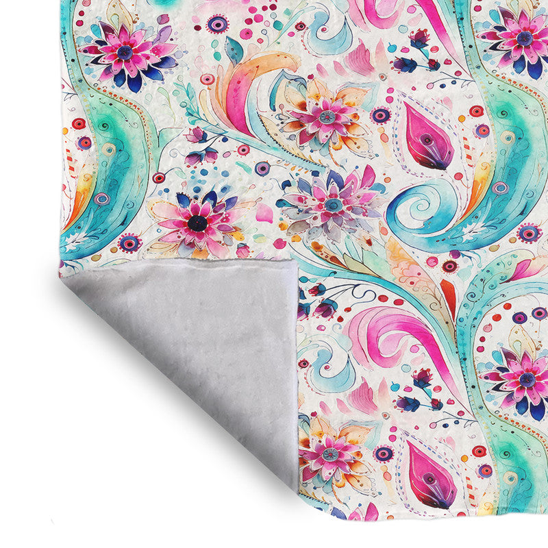 Aqua And Pink Light Bed Throw
