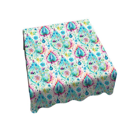 Aqua And White Square Tablecloth