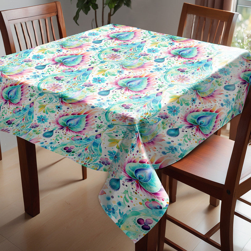 Aqua And White Square Tablecloth
