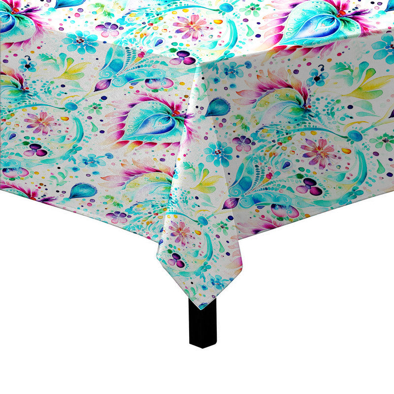 Aqua And White Square Tablecloth
