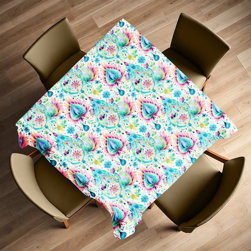 Aqua And White Square Tablecloth