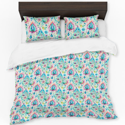Aqua Paisley Duvet Cover Set
