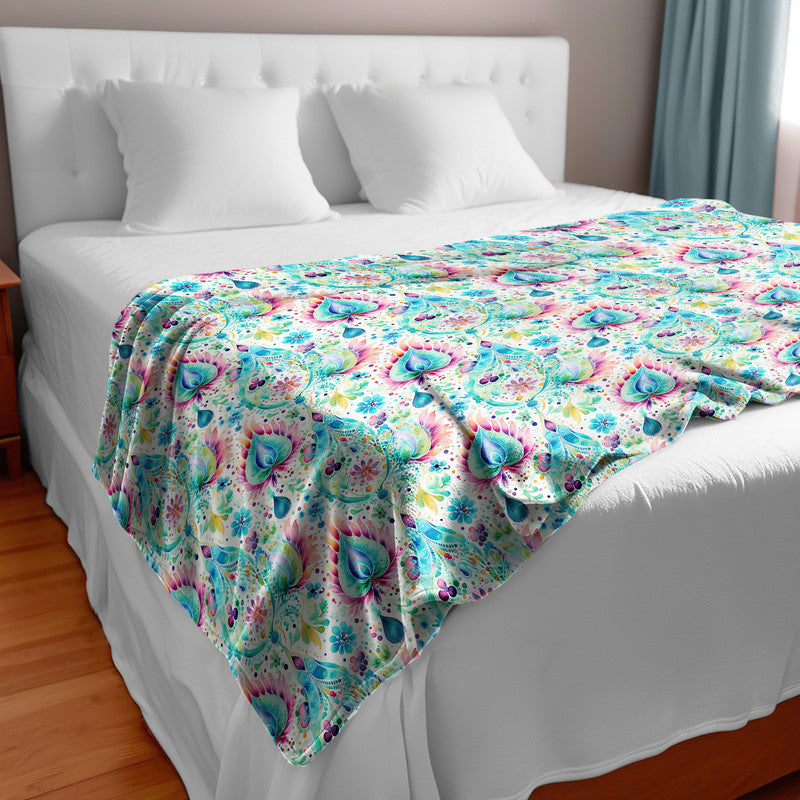 Aqua Paisley Light Bed Throw