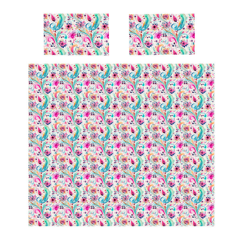 Aqua Pink And Swirls Duvet Cover Set