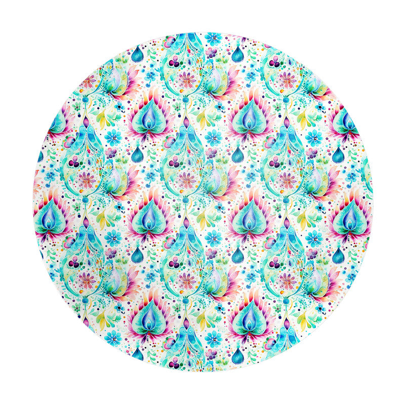 Aqua Leaves Round Tablecloth