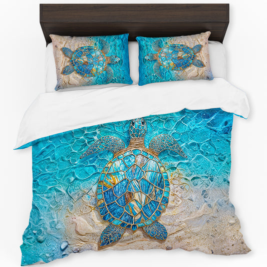 Aqua Sea Turtle Duvet Cover Set