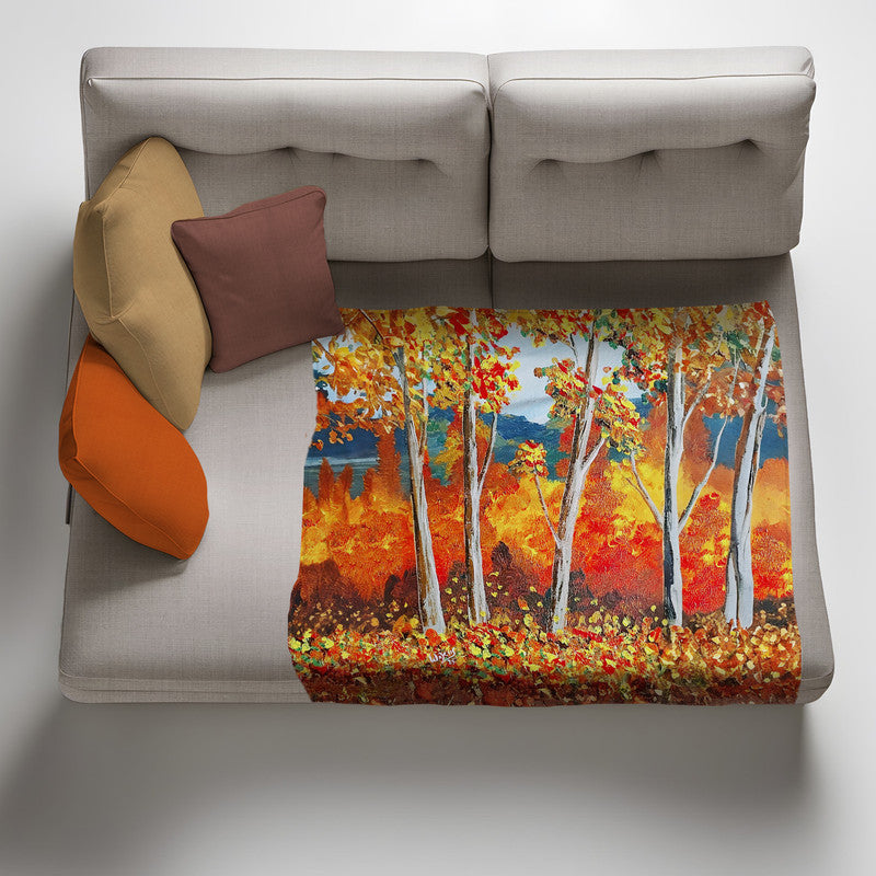 Autumn Canopy Light Weight Fleece Blanket by Wikus Hattingh