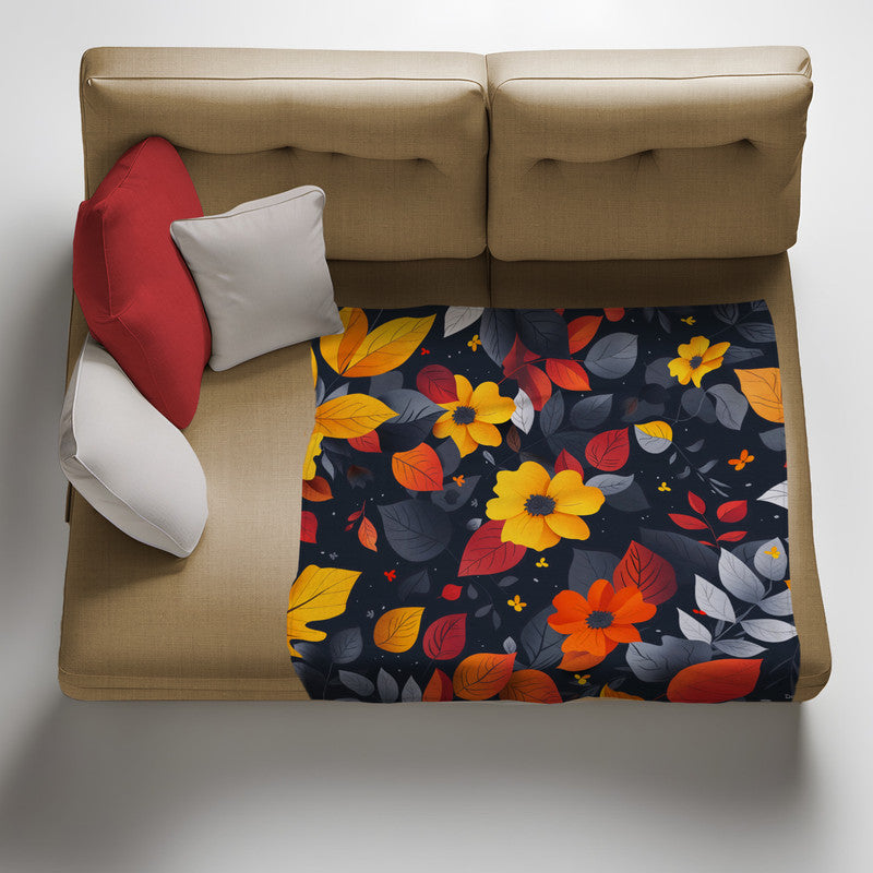 Autumn Florals Light Weight Fleece Blanket by Wikus Schalkwyk