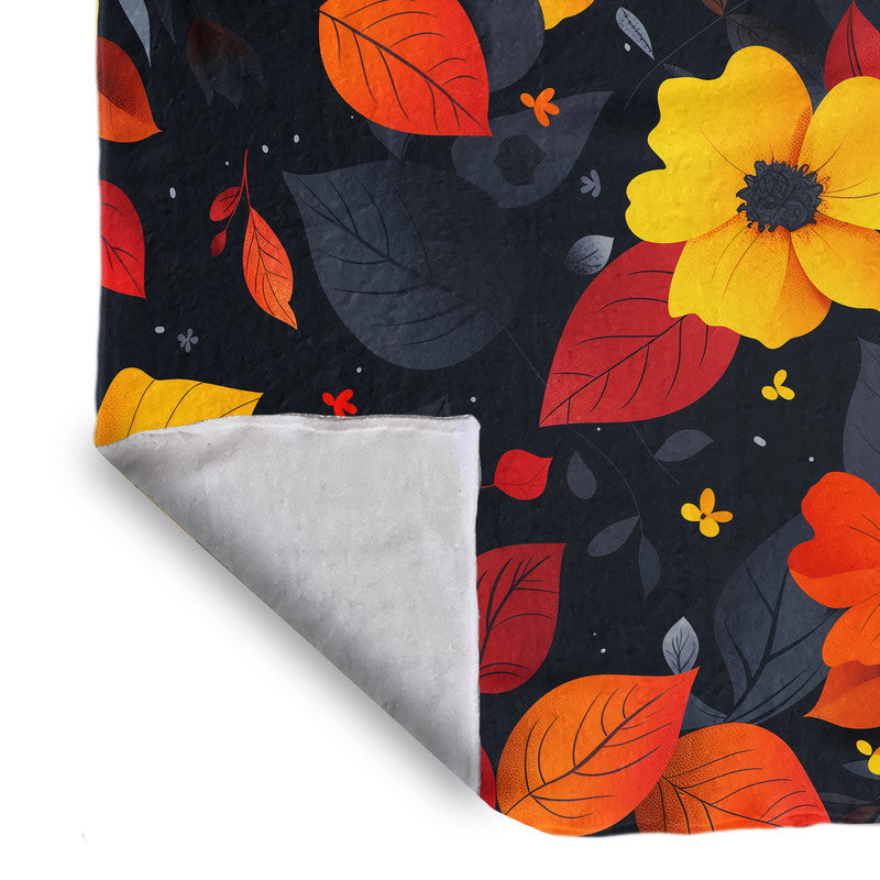 Autumn Florals Light Weight Fleece Blanket by Wikus Schalkwyk
