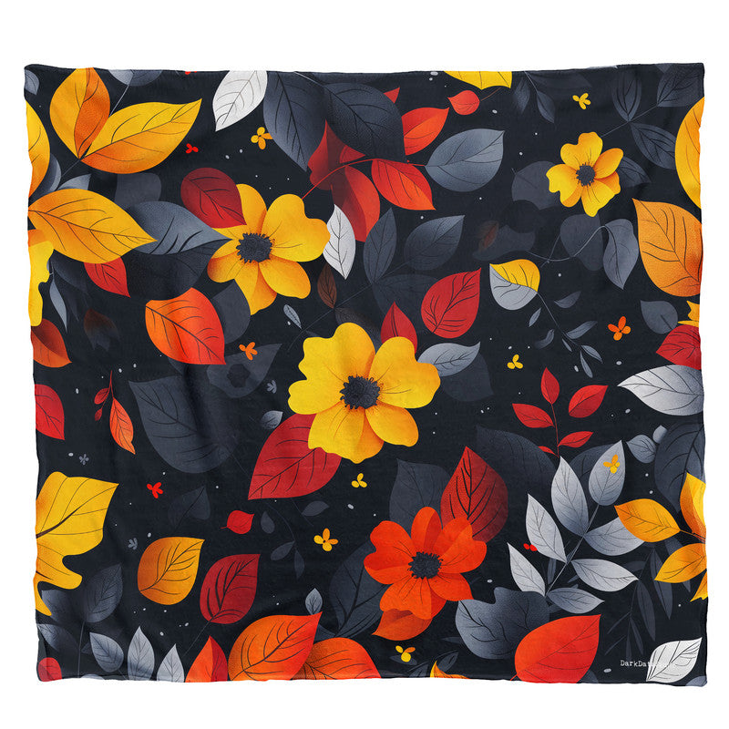 Autumn Florals Light Weight Fleece Blanket by Wikus Schalkwyk