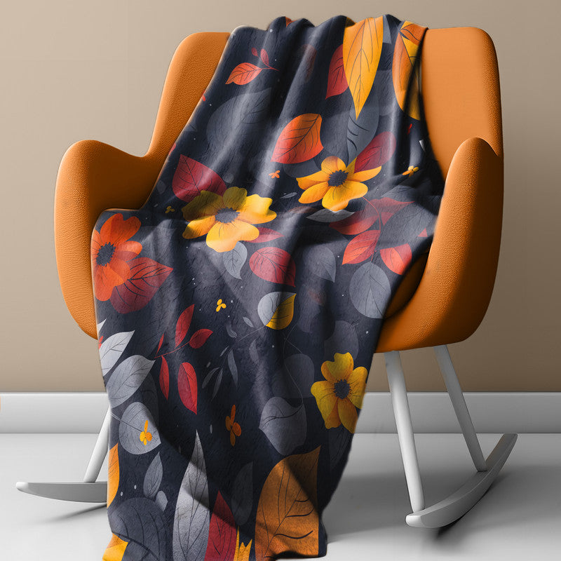 Autumn Florals Light Weight Fleece Blanket by Wikus Schalkwyk