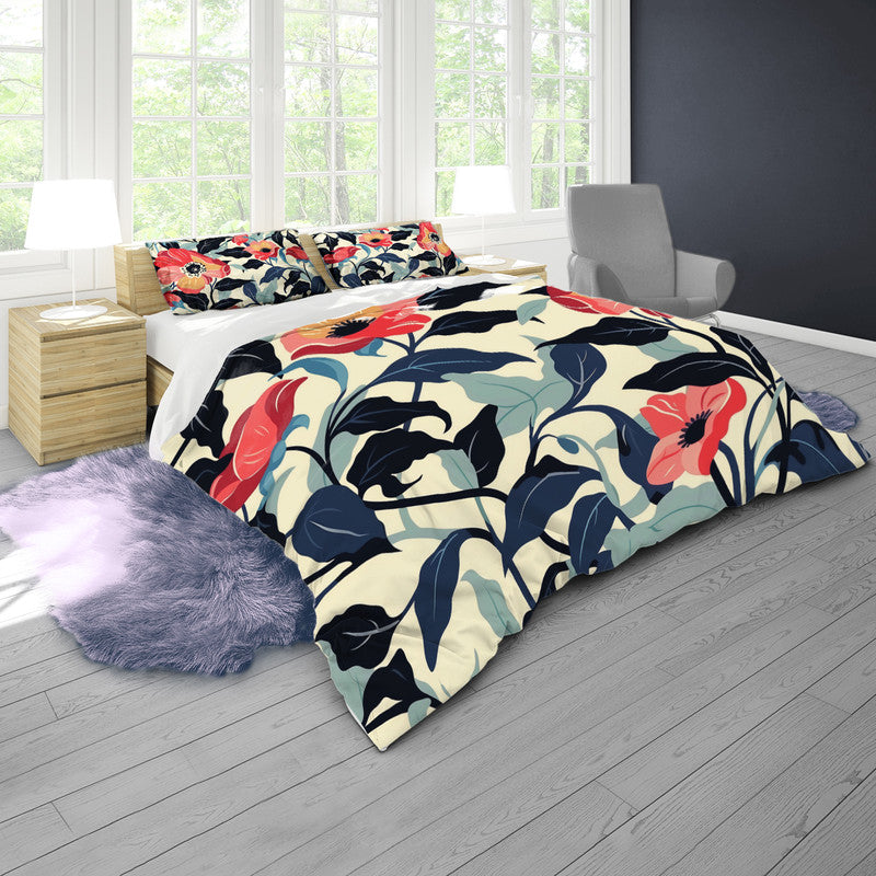 Autumn Pink Flowers Duvet Cover Set by Wikus Schalkwyk