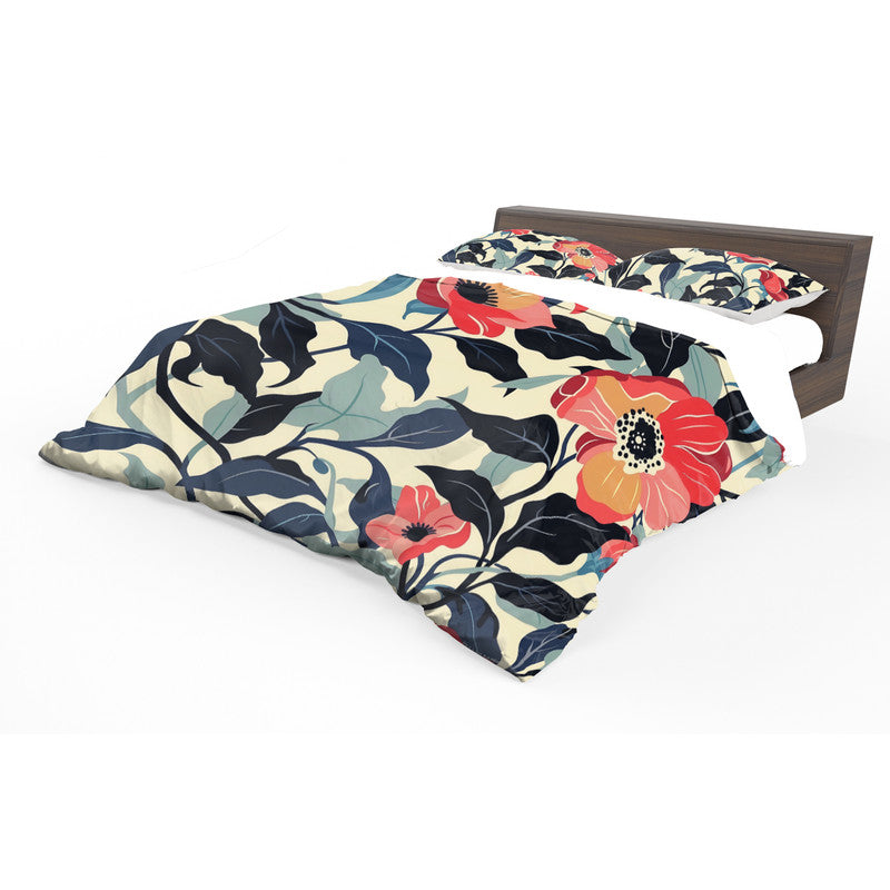Autumn Pink Flowers Duvet Cover Set by Wikus Schalkwyk