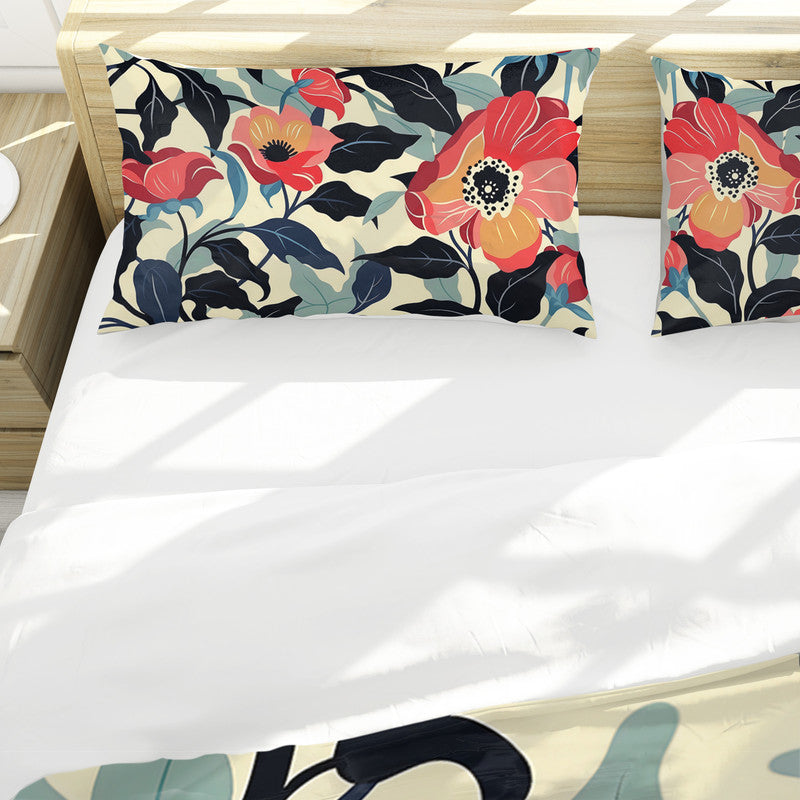 Autumn Pink Flowers Duvet Cover Set by Wikus Schalkwyk