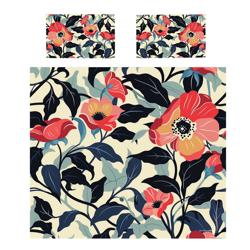 Autumn Pink Flowers Duvet Cover Set by Wikus Schalkwyk