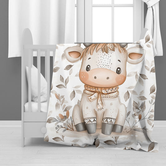 Autumn Baby Cow Baby Fleece Blanket by Mark van Vuuren