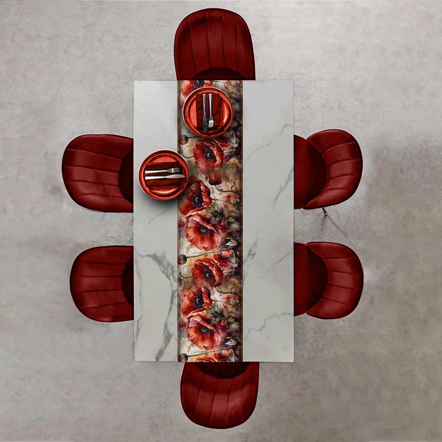 Autumn Poppies Table Runner