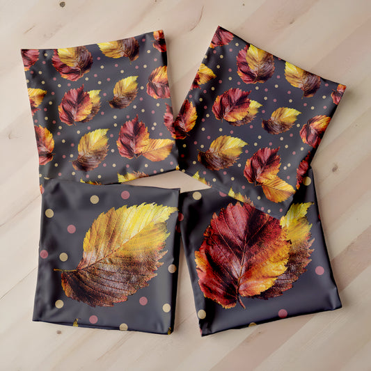 Autumn Leaves and Dots Luxury Scatter Covers (Set of 4)