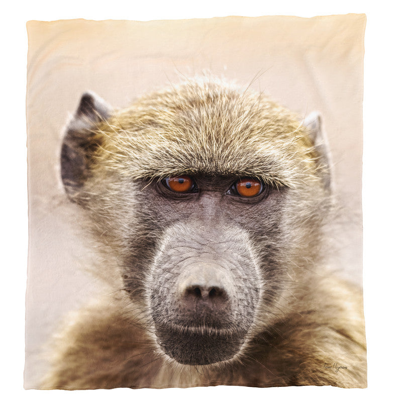 Baboon Portrait Light Weight Fleece Blanket By By Fanie Heymans